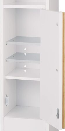 Підлоговий тримач для туалетного паперу Relaxdays з полицею, 75,5x18,5x18,5 см, МДФ і бамбук, шафа для туалетного паперу, білий