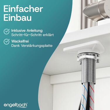 Змішувач для кухні Engelbach® висувний, поворотний на 360°, нержавіюча сталь 304, 2 режими струменя, мийка, змішувач кухонний, щотка