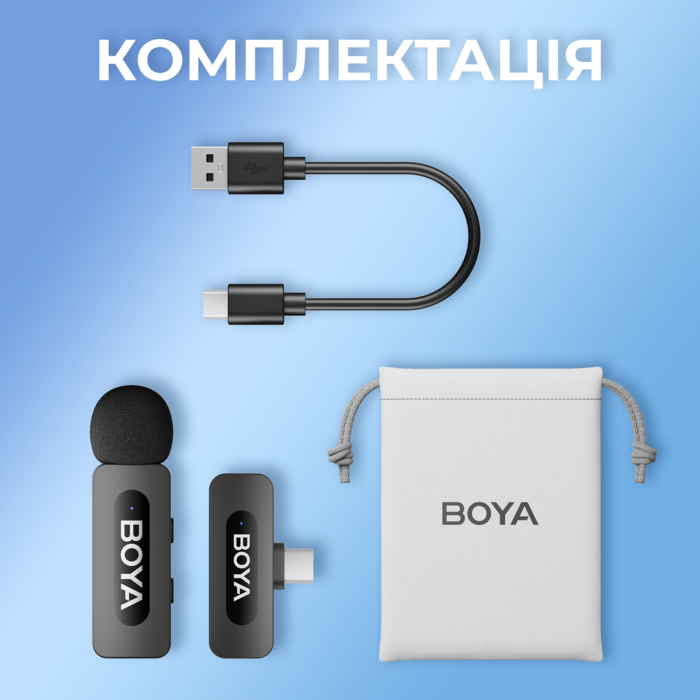 Бездротовий петличний мікрофон BOYA BY-V10 Type-C Black