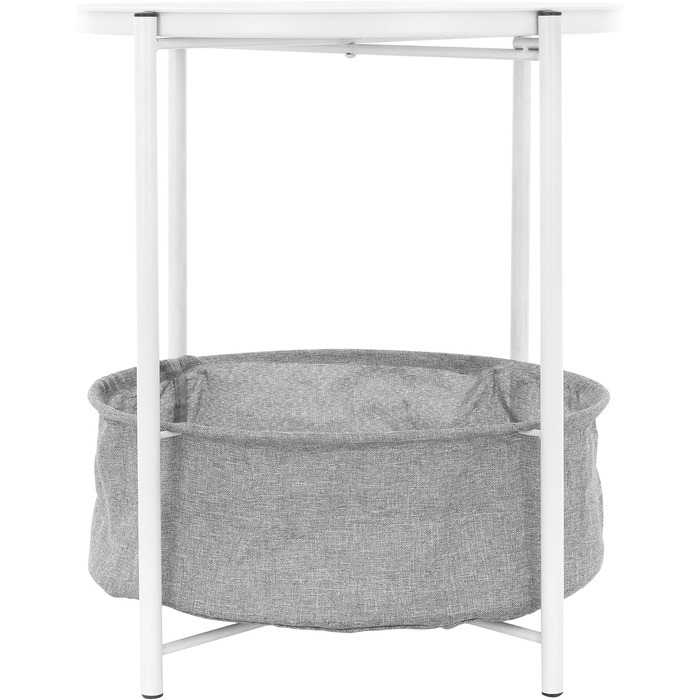 Круглий металевий столик ML-Design Ø46x51 см, білий, з текстильним кошиком та знімною стільницею, сучасний журнальний стіл для вітальні або спальні
