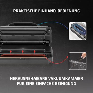 Вакууматор CASO advanced Pro (VRH 490) з функцією CASOTEK Liquid, подвійним швом та набором пакетів, професійний вакуумний пакувальник
