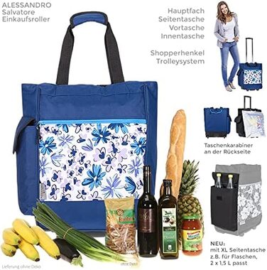 Сумка-візок для покупок Alessandro Blue Flower, складна, міцна, шопінг-тролей