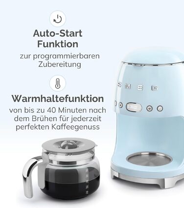 Кавоварка крапельна Smeg DCF02NBEU сіра, 12 чашок, з автостартом та регулюванням міцності