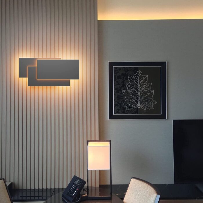 Klighten LED настінні світильники 24W, 2 шт, сучасні, для вітальні, спальні, коридору, теплий білий 3000K, темно-сірі