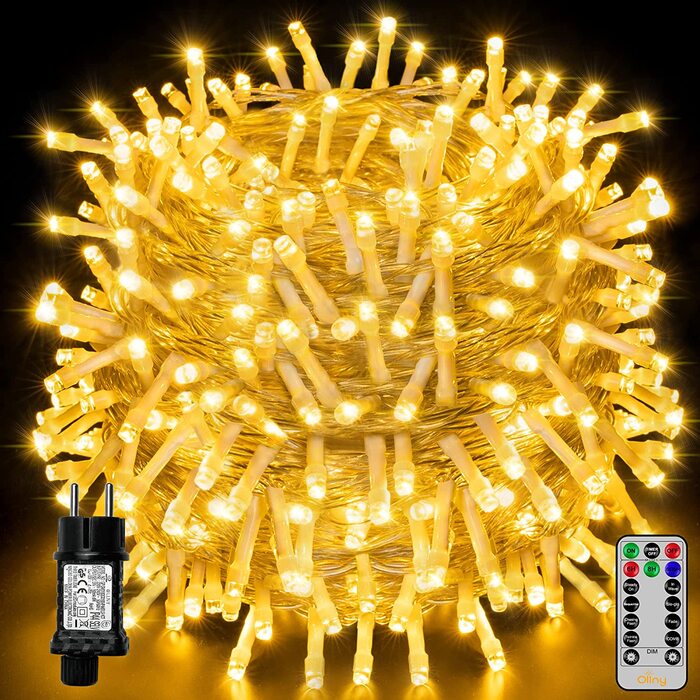 Гірлянда Ollny 80 м 800 LED для вулиці, водонепроникна, тепле біле світло, 8 режимів, з пультом і таймером, для Різдва, весілля, саду
