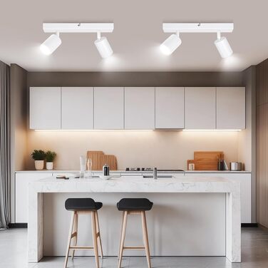 Світильник стельовий Ketom GU10 LED, поворотний спот, білий, на 2 лампи (комплект 4 шт)