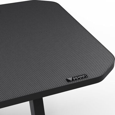 Ігровий стіл SENSE7 Nomad Basic 140x60 см, комп'ютерний стіл з гачком для навушників, підстаканником, тримачем для контролера, ергономічний, карбонова поверхня