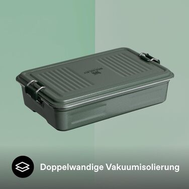 Ланчбокс зі сталі STANLEY 1913 Classic Box 1.2L/2.0L, герметичний контейнер для їжі, BPA-free, колір Hammertone Green