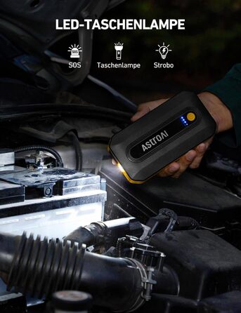 Powerbank Starthilfe AstroAI B8 для автомобіля: 7.0L бензин/5.5L дизель, Jump Starter з LED, QC 3.0 USB, 12V