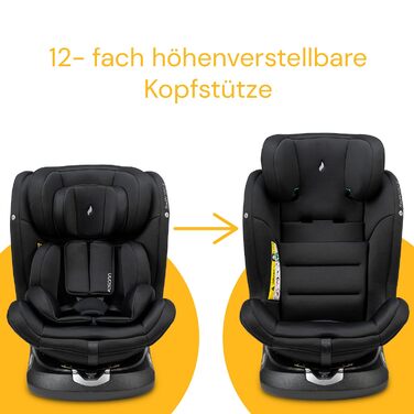 Дитяче автокрісло Osann Swift360 S i-Size, 360° поворотне, реверсивне, для дітей 76-150 см, чорне