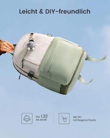 Жіночий рюкзак LOVEVOOK для ноутбука 15.6 дюймів, міський шкільний рюкзак для підлітків (зелено-білий)