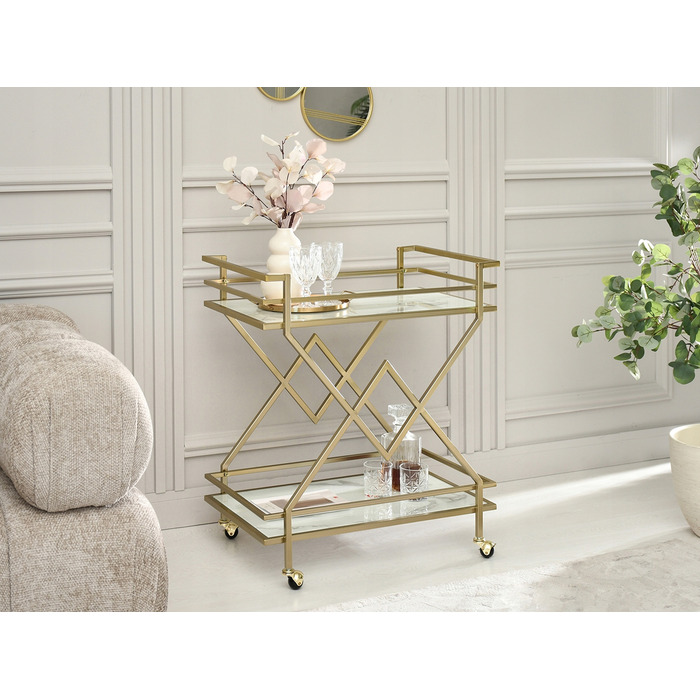 Стіл Mebel-Partner прямокутний, 70 x 46 x 81 см, білий з золотим