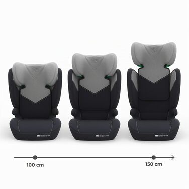 Дитяче автокрісло Kinderkraft I-SPARK 2 PRO (100-150 см), i-Size, 2 в 1, чорне/сіре