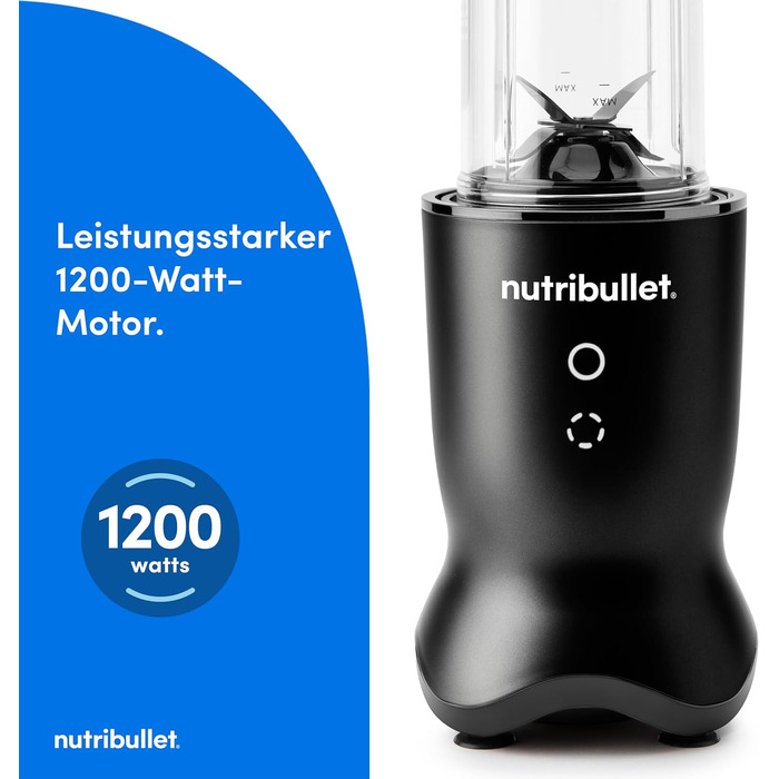 Nutribullet Ultra NB1206MB: Електричний блендер для смузі з глечиками Tritan, 900мл + 700мл, 2 кришки To-Go, 1200 Вт, сірий
