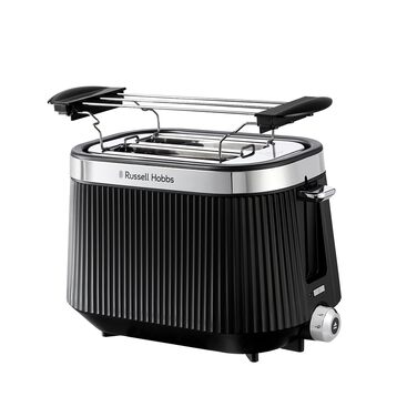 Тостер Russell Hobbs Brontë Stone 26761-56 (2 тости, чорний) з 6 режимами, підігрівом, розморожуванням та підйомним механізмом