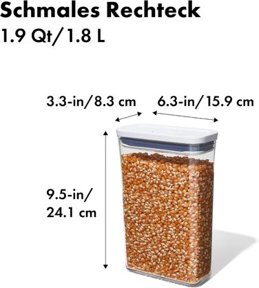 OXO Good Grips POP контейнер для зберігання продуктів, герметичний, пластиковий, прямокутний, 1,8 л, для снеків та харчових продуктів