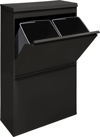 ARREGUI Top CR626-B Система сортування сміття з нержавіючої сталі з кришкою, 4-секційний кухонний смітник, знімні внутрішні відра з ручками, 4x17 л (68 л), чорний