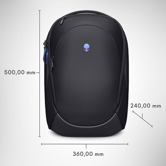 Ігровий рюкзак Alienware 18 AW7825P, об'єм 28 л, дихаюча 3D-сітка, чорний