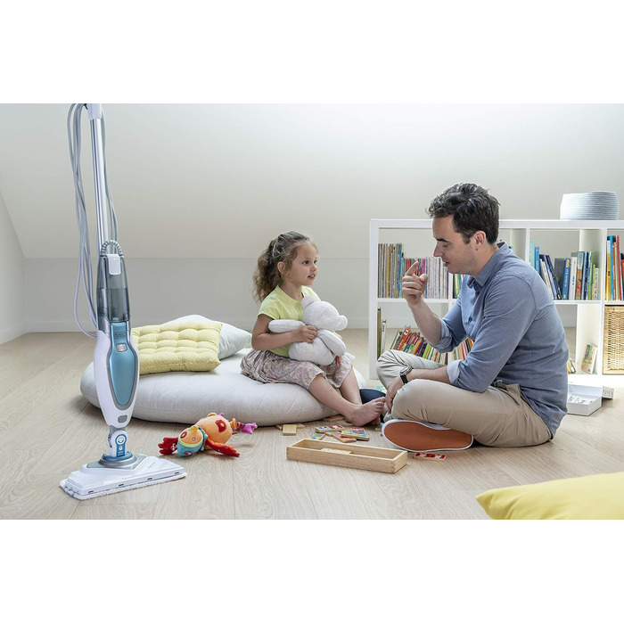 Парова швабра Black+Decker FSM1630 Deluxe для миття підлоги, 1600 Вт, знімна основа 180°, мікрофібра, для твердих покриттів