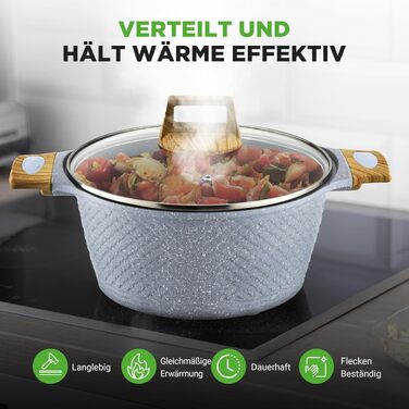Набір посуду NutriChef 22 предмети антипригарний мармуровий блакитний – сковороди, каструлі, аксесуари для кухні, індукція