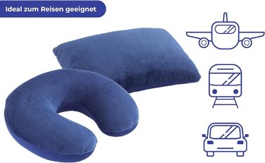 Подушка для подорожей Maximex 2-в-1 з підтримкою шиї, компактна дорожня подушка з ортопедичним коміром для авто, кемпінгу та відпустки