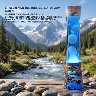 Декоративна лавова лампа Jambo Amber Crystal Liquid Motion Lamp з ефектом руху рідини (фіолетова рідина, жовтий віск), модель River Oasis, 39 см