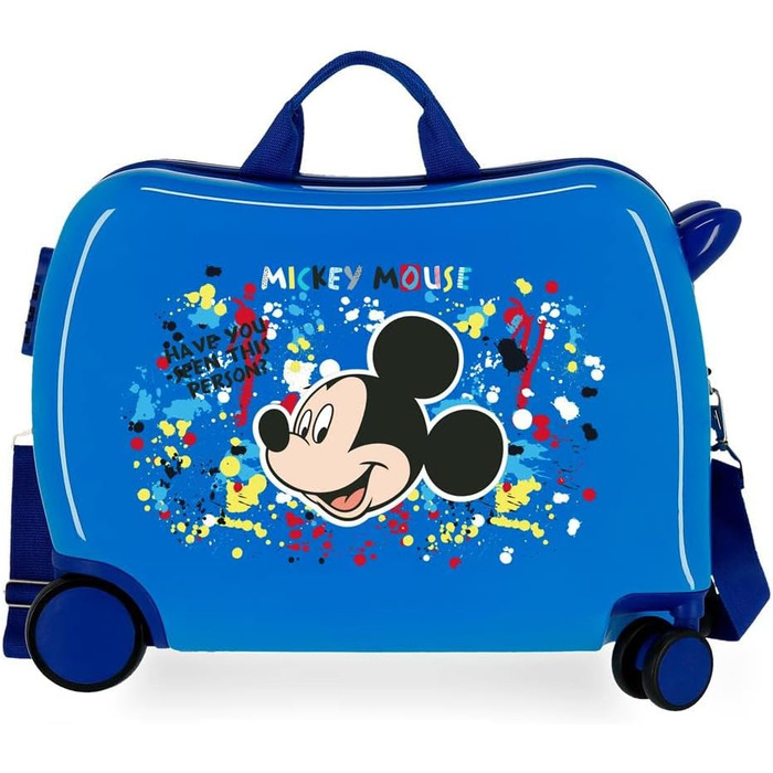 Дитяча валіза Disney Mickey Colour Mayhem, синя, 50x38x20 см, жорсткий пластик, 34 л, 4 колеса, ручна поклажа