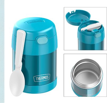 Дитячий термос для їжі THERMOS FUNTAINER 0,3 л, бірюзовий, з ложкою, для супу, мюслі, зберігає тепло 5 годин, холод 7 годин, герметичний