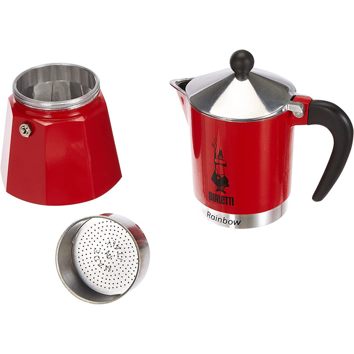 Гейзерна кавоварка Bialetti Rainbow, алюмінієва, червона, 6 чашок