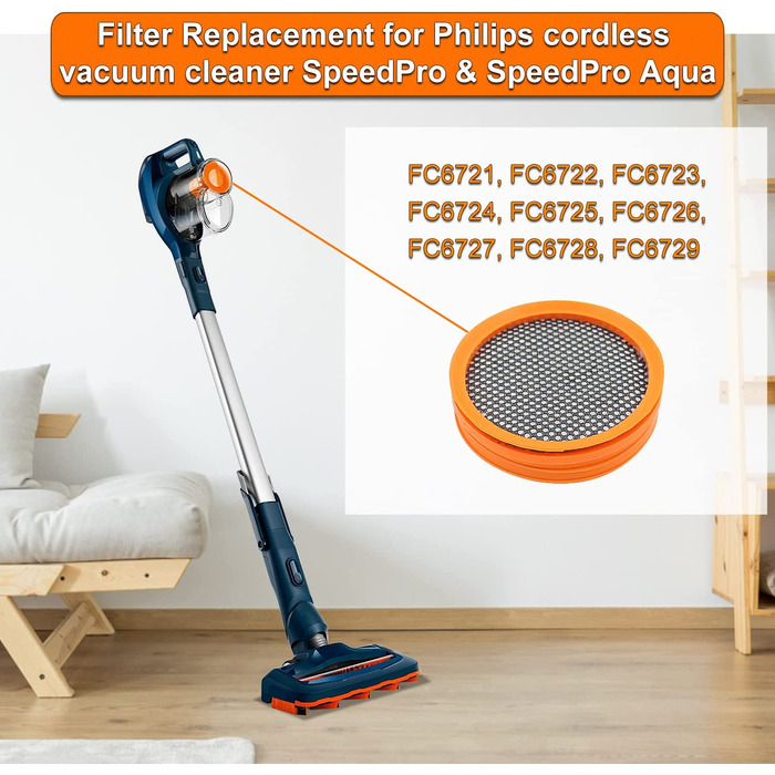 Набір з 5 фільтрів Laukowind для пилососів Philips SpeedPro та SpeedPro Aqua, сумісний з FC8009/01, FC6726, FC6727, FC6723, FC6721, FC6722, FC6724, FC6725, FC6728
