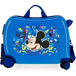 Дитяча валіза Disney Mickey Colour Mayhem, синя, 50x38x20 см, жорсткий пластик, 34 л, 4 колеса, ручна поклажа