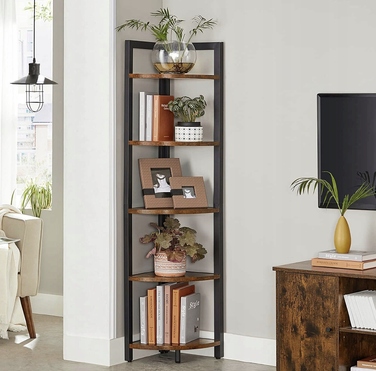 Кутовий стелаж Songmics у стилі лофт, чорний, 5 полиць, ЛДР, 150 см