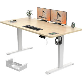Електричний підйомний стіл Homall (140x70 см) з USB-портом, регулюванням висоти, пам'яттю на 3 режими та таймером нагадування, бежевий