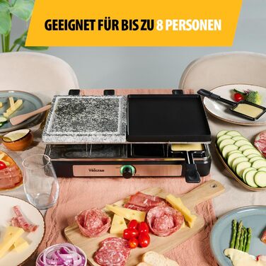 Електричний гриль Tristar RA-2747 Raclette з антипригарним покриттям, кам'яною плитою, індикатором та функцією гриля, чорний