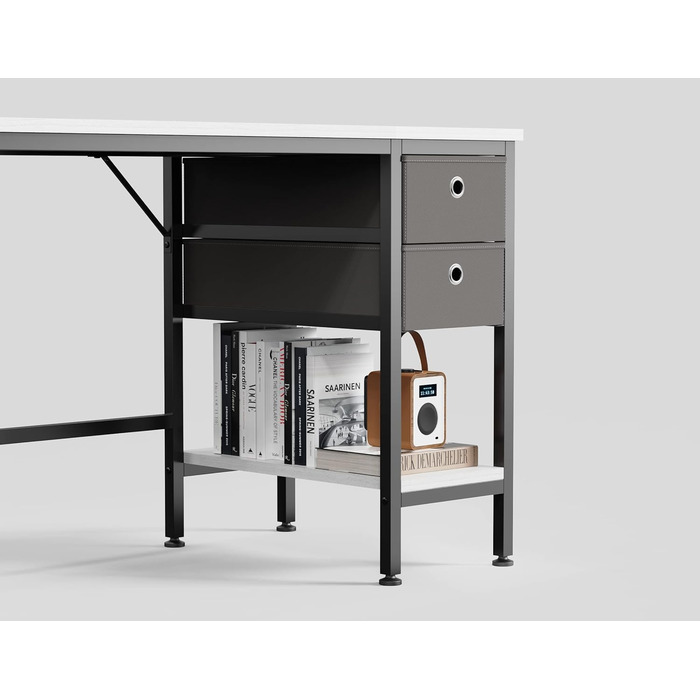 Письмовий стіл HOMIDEC 100x50x75 см, білий, дерев'яний, з 2 шухлядами для офісу, вітальні, дому