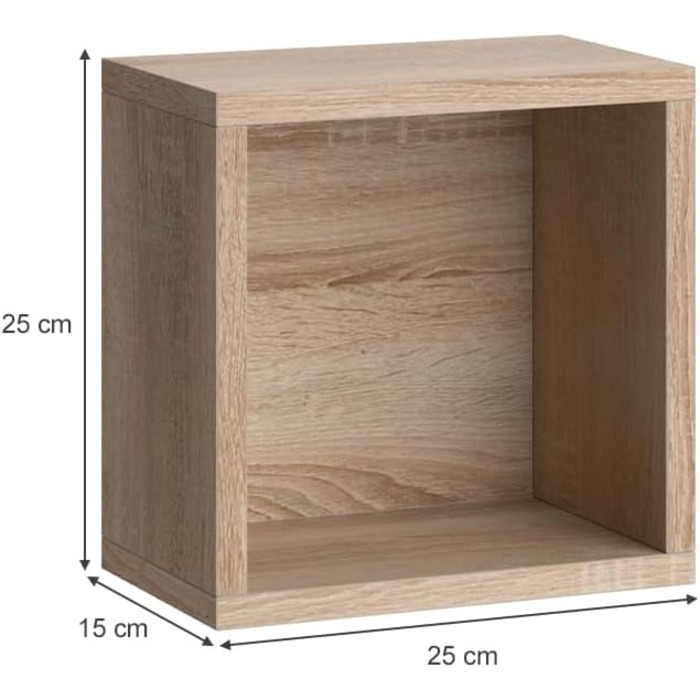 Настінна полиця Vicco Senyo, комплект 2 шт, дуб сонома, 25x25 см