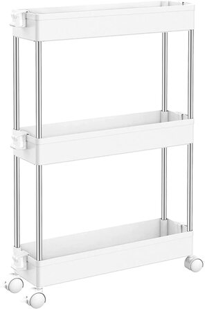 Кухонний візок SPACEKEEPER на 3 рівні, вузька роликова полиця 40x13x61 см, сірий, для кухні, ванної, офісу, мобільний органайзер, компактний стелаж