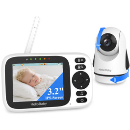 Відеоняня HelloBaby HB6339 з камерою, екраном 3.2 дюйма та двостороннім аудіозв'язком (без WLAN)