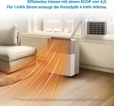 Мобільний кондиціонер Midea PortaSplit-E 12000 BTU (3.5 кВт), охолодження A++/обігрів A+, персиковий, до 42 м² - тихий режим 39 дБ