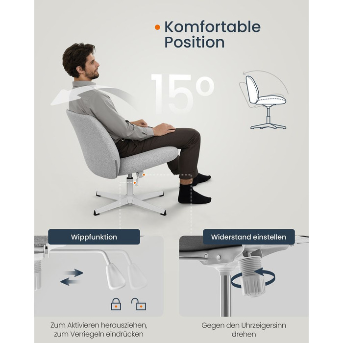 Офісне крісло з широким сидінням і поперечною основою Dove Grey - Dove Grey / з коліщатками