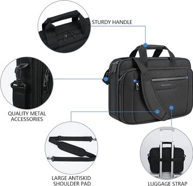 Сумка для ноутбука VANKEAN Premium Briefcase, чохол для ноутбука до 15.6 дюймів, чорно-синя