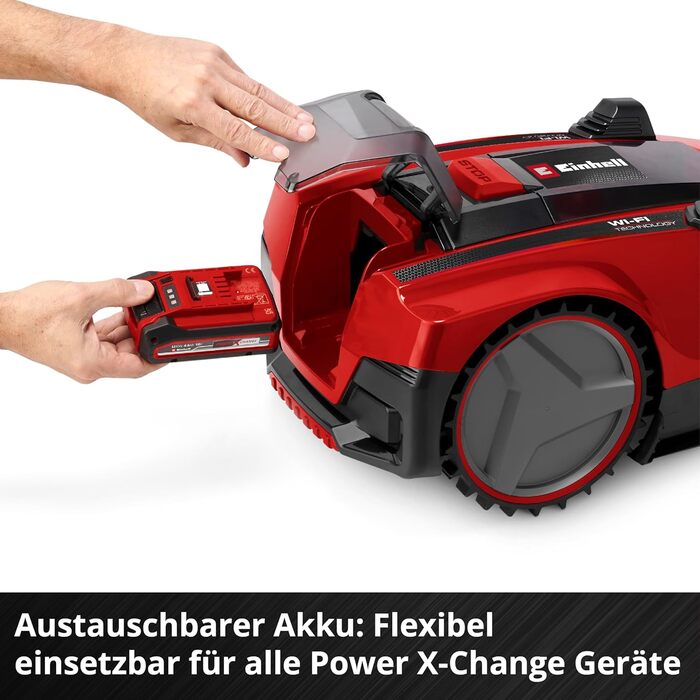 Робот-газонокосарка Einhell FREELEXO CAM PLUS 600 Power X-Change, 18 В, з камерою, без обмежувального дроту, для газонів до 600 м², WiFi, безщітковий двигун, до 25% нахилу, акумулятор 4,0 А·год