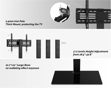 Підставка для телевізора FITUEYES 40-75'' (LCD/LED/OLED/Plasma), до 40 кг, регулювання висоти, VESA 600x400 мм, для плоских і вигнутих екранів