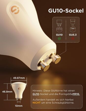 Розумна LED лампа Govee GU10 RGBWW, Matter, Alexa, Google Home, 400Лм, WLAN, регулювання яскравості, зміна кольорів, синхронізація з музикою, 4 шт