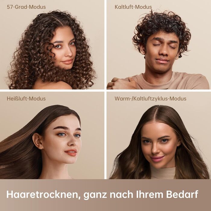 Фен для волосся Dreame Hair Glory Combo, швидка сушка, 110 000 об/хв, потік повітря 70 м/с, іонізація, регулювання температури та швидкості, з дифузором, білий