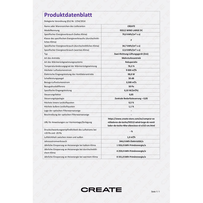 Вентилятор стельовий Windlarge Schwarz з Wi-Fi та пультом ДК, Ø152 см, 40W, 6 швидкостей, DC-мотор, літній/зимовий режим
