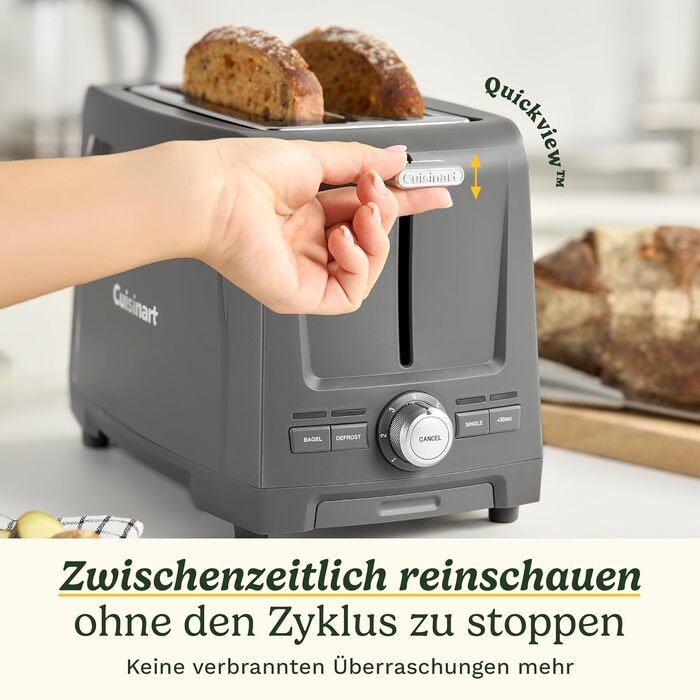 Тостер Cuisinart Core Collection для хліба та багетів сірий - 2 відділення, функція підняття, розморожування
