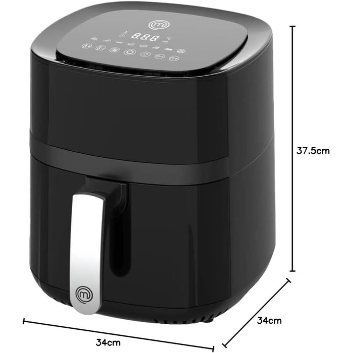 Аерофритюрниця MasterChef 4.5л-5.5л Airfryer 1400W з цифровим сенсорним керуванням, 7 програм, функція розігріву та підігріву, 80-200°C, для 2-4 осіб
