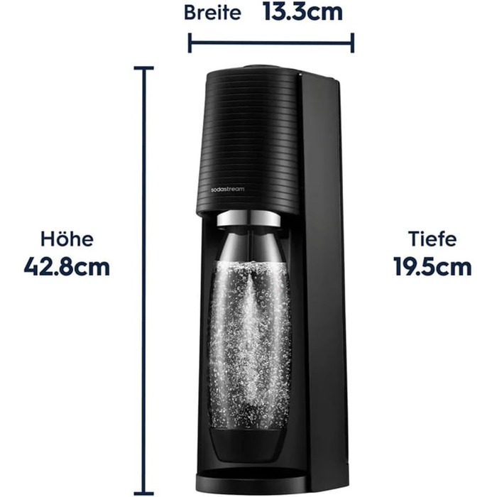 Сифон для газування води SodaStream TERRA Family Pack: 3 пляшки по 1л та циліндр CO2, чорний