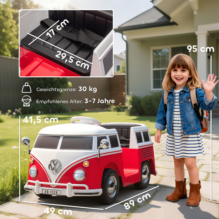 Електромобіль для дітей Kinder, 12V, з MP3, подвійним мотором, звуком клаксоном, плавним стартом, розміри 89x49x41,5 см, червоний